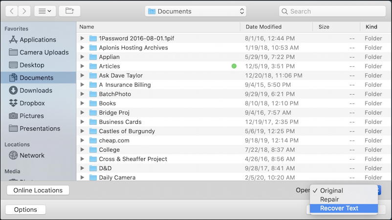 ms word for mac 2016 and dropbox