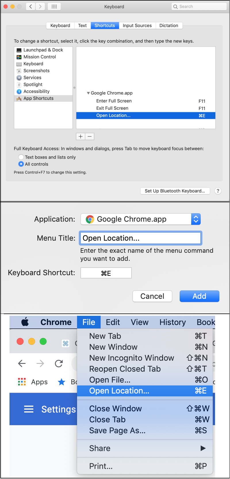 shortcuts for chrome mac